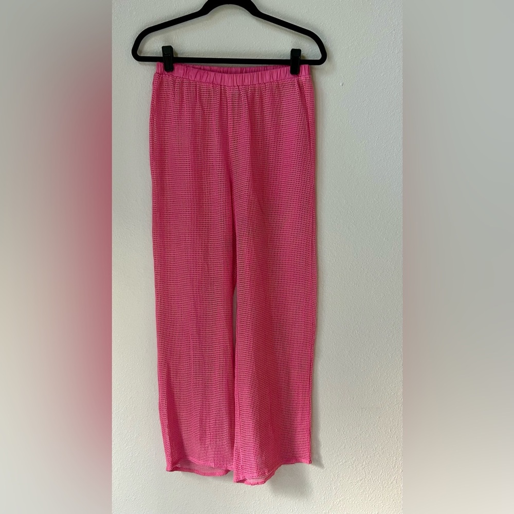 Beach/Pool/Festival Pink Mesh Knit Pants (Size 6)